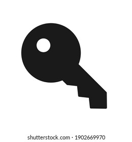 Símbolo de icono de clave. Logo de acceso a la seguridad. Simple señal de seguridad de forma plana. Silueta negra aislada sobre fondo blanco. Imagen de la ilustración del vector.