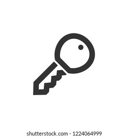 Key icon in thick outline style. Black and white monochrome vector illustration.