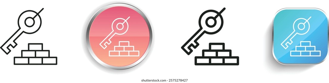 key icon. Thin Linear, Regular and Button Style Design Isolated On White Background