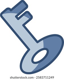 key icon, transparent background. replaceable blue color design