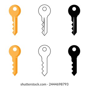 Icono Clave en moda Lineal Y Relleno. Símbolo clave para su diseño de Sitio web, logotipo, App, UI. Concepto de Ilustración vectorial.