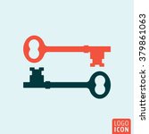 Key icon. Two keys icon isolated, minimal design. Vector illustration