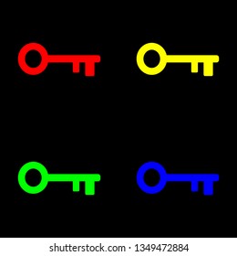 Key icon vector. Black background