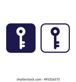 Key icon vector. Blue and white