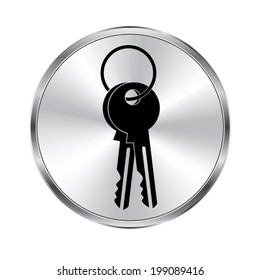 Key icon - vector brushed metal button