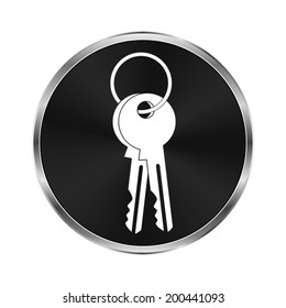 Key icon - vector brushed metal button