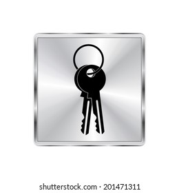 Key icon - vector brushed metal button