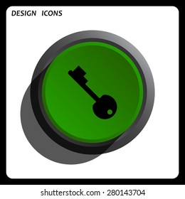 key. icon. vector design Green Start button, forward, to continue. Flat design style.