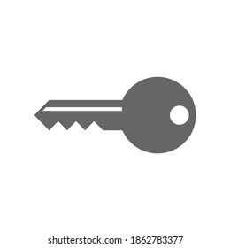 Key icon vector. Flat gray vector key icon illustration on white background.