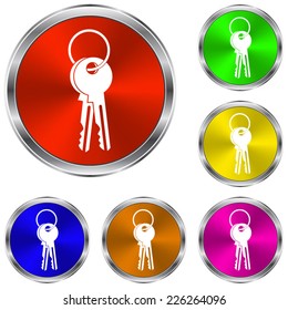 Key  icon - vector glossy colourful buttons