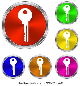 Key icon - vector glossy colourful buttons
