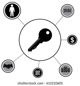 Key Icon. vector illustration  