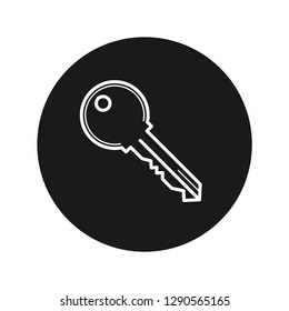 Key icon vector illustration design isolated on flat black round button
