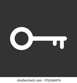 Key Icon vector illustration in flat style isolated on black background. Unlock symbol for web site design, logo, app, ui.