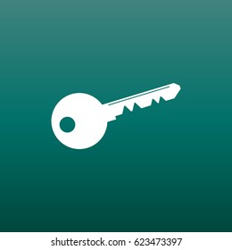 Key Icon vector illustration in flat style on green background. Unlock symbol for web site design, logo, app, ui.