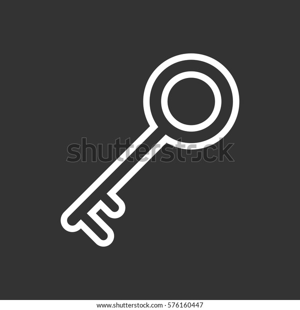 Key Icon vector illustration in flat style isolated\
on black background. Unlock line symbol for web site design, logo,\
app, ui.
