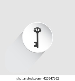 Key Icon Vector Illustration.  Key Icon Graphic. Key Icon picture. Icons Of Key Sign. Vintage Key icon in the flat style. Key Icon  with long shadow.