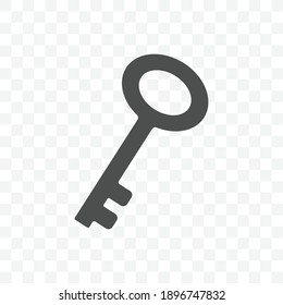 Key icon vector illustration isolated sign symbol - black and white style in transparent background.