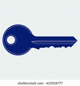 Key icon. Vector illustration on notebook sheet
