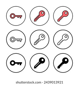 Ilustración vectorial de icono de llave. Signo de clave y símbolo.