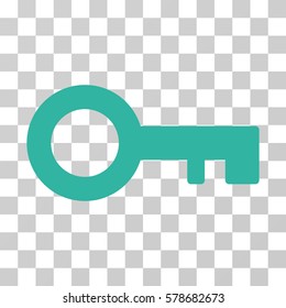 Key icon. Vector illustration style is flat iconic symbol, cyan color, transparent background. Designed for web and software interfaces.