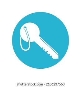 Icono de clave, ilustración vectorial, colores azul blanco