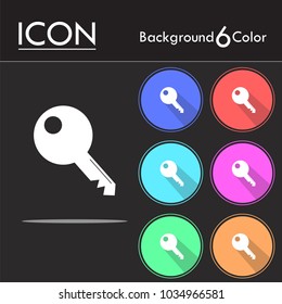 Key icon vector isolated on six color background.