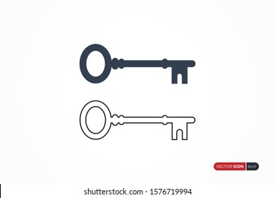 Key Icon Vector isolated on white background. Flat Vector Icon Design Template Element