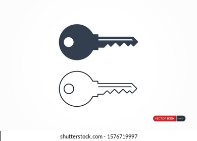 Key Icon Vector isolated on white background. Flat Vector Icon Design Template Element