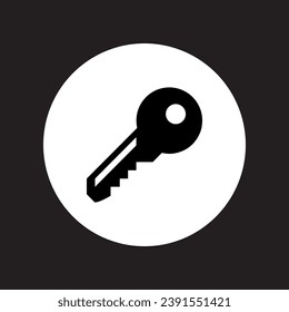 Key icon vector. Key logo design. Key vector icon illustration in circle isolated on black background