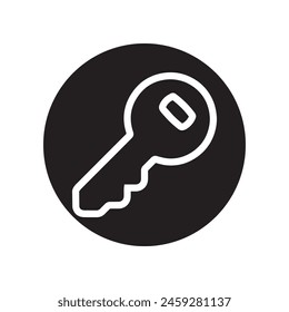 Key icon vector. Key logo design. Key vector icon illustration in circle isolated on white background