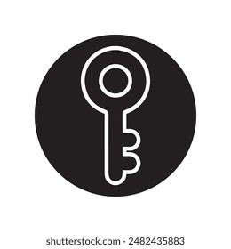 Key icon vector. Key logo design. Key vector icon illustration in circle isolated on white background