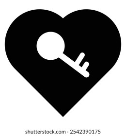 Key icon, vector logo design. Key icon with heart. Key icon, vector for web and door. Vector illustration. EPS 10