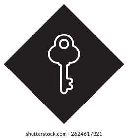 Key icon vector. Key logo design. Key vector icon illustration in rhombus isolated on white background