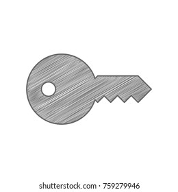 Key icon. Vector. Shaded gray icon on white background. Isolated.