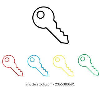 Key icon vector. Key icon sign symbol in trendy flat style. Set elements in colored icons. Key vector icon illustration isolated on white background