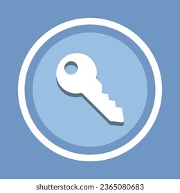 Key icon vector. Key icon sign symbol in trendy flat style. Key icon image, Key icon illustration isolated on blue background