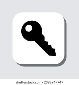 Vector de icono de clave. Símbolo de signo de clave en estilo plano de moda. Ilustración del icono del vector clave en cuadrado aislado en fondo gris	