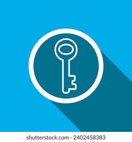 Vector de icono de clave. Símbolo de signo de icono de clave en estilo plano de moda. Imagen de icono de clave, ilustración de icono de clave aislada en fondo azul