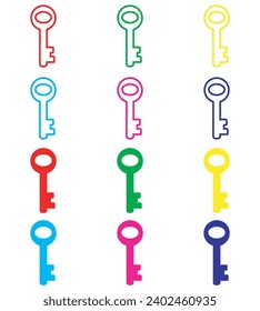 Key icon vector. Key icon sign symbol in trendy flat style. Set elements in colored icons. Key vector icon illustration isolated on white background