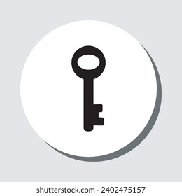Vector de icono de clave. Símbolo de signo de clave en estilo plano de moda. Ilustración del icono del vector clave en círculo aislado en fondo gris