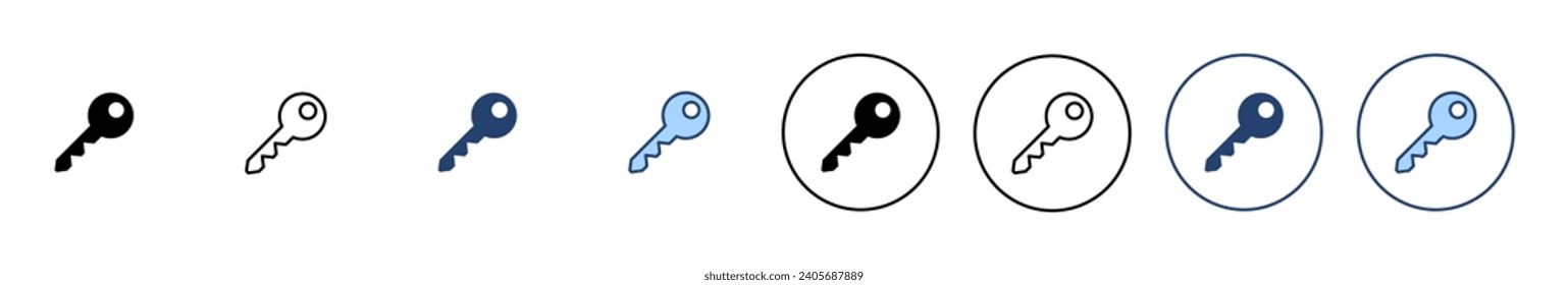 Schlüsselsymbol, Vektorgrafik. Schlüsselzeichen und Symbol.