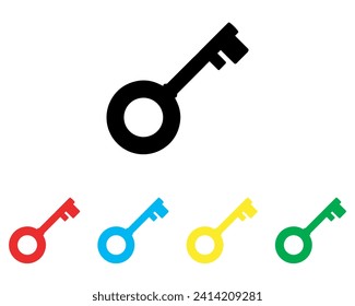 Vector de icono de clave. Símbolo de signo de icono de clave en estilo plano de moda. Establecer elementos en iconos de color. Ilustración del icono del vector clave aislada en fondo blanco