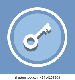 Key icon vector. Key icon sign symbol in trendy flat style. Key icon image, Key icon illustration isolated on blue background