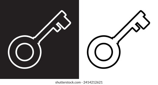 Key icon vector. Key sign symbol in trendy flat style. Key vector icon illustration isolated on black and white background