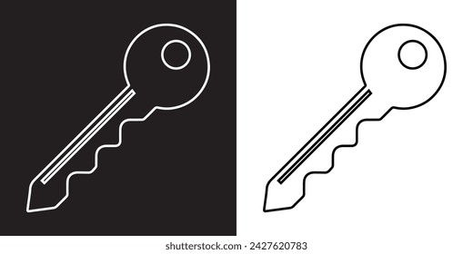 Key icon vector. Key sign symbol in trendy flat style. Key vector icon illustration isolated on black and white background