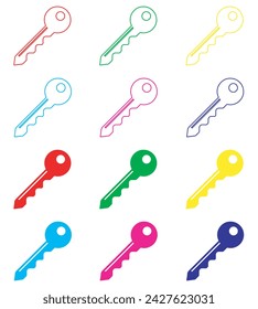 Key icon vector. Key icon sign symbol in trendy flat style. Set elements in colored icons. Key vector icon illustration isolated on white background