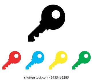 Vector de icono de llave. Símbolo de signo de icono de llave en estilo plano de moda. Establecer elementos en iconos de colores. Ilustración del icono del vector de la llave aislada sobre fondo blanco