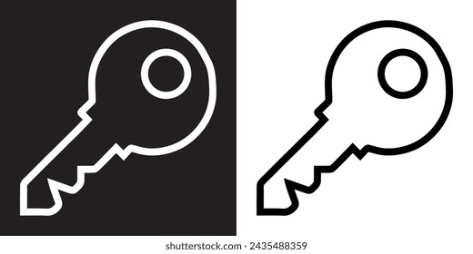 Key icon vector. Key sign symbol in trendy flat style. Key vector icon illustration isolated on black and white background