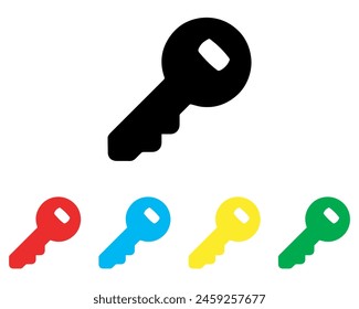 Vektorgrafik des Schlüsselsymbols. Schlüsselsymbol-Symbol im trendigen Flat-Stil. Elemente in farbigen Symbolen festlegen. Abbildung des Schlüsselsymbol der Vektorgrafik auf weißem Hintergrund